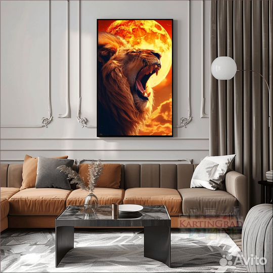 Достойная картина для интерьера - стильный Лев
