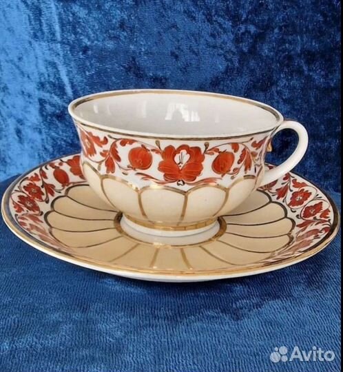Чайная пара коллекционная.Кр.Фарфорист.50 е г.ссср