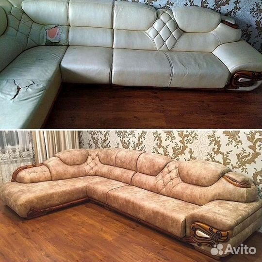 Перетяжка и замена обивки диванов из рогожки