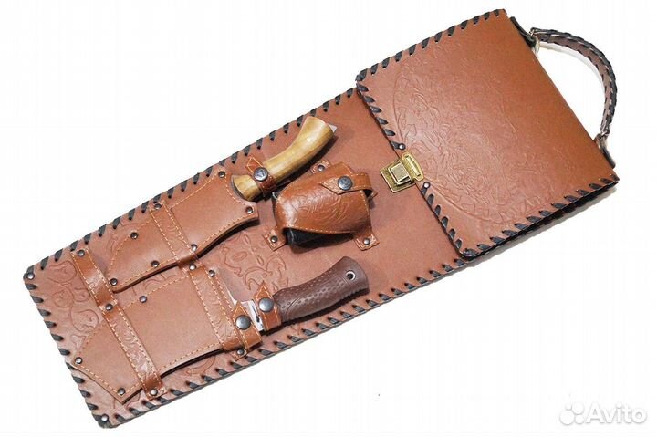 Набор шашлычный с шампурами кожа чехол