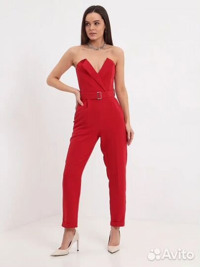 Комбинезон вечерний нарядный корсетный с поясом