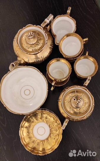 Золотой чайный сервиз Кузнецовский фарфор