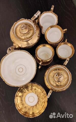 Золотой чайный сервиз Кузнецовский фарфор