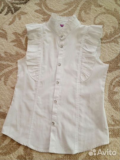 Рубашка белая школьная на девочку рост 134