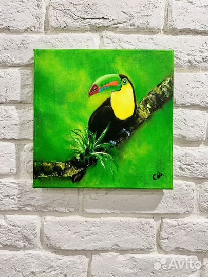 Картина маслом: Попугай Тукан