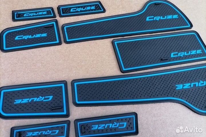 Коврики силиконовые в двери Cruze 9 шт синие