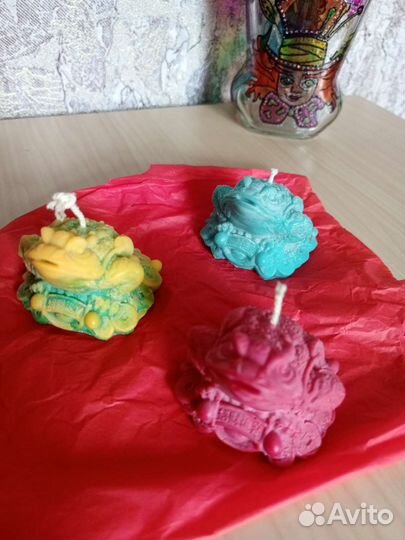 Соевые свечи Жаба фэн-шуй ручной работы