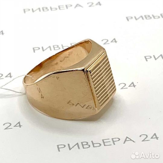 Золотое кольцо печатка мужская 583 пробы 7.68 грам