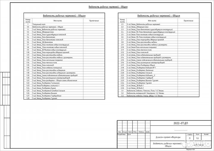 Чертежи. Документация для дизайн-проекта в Revit