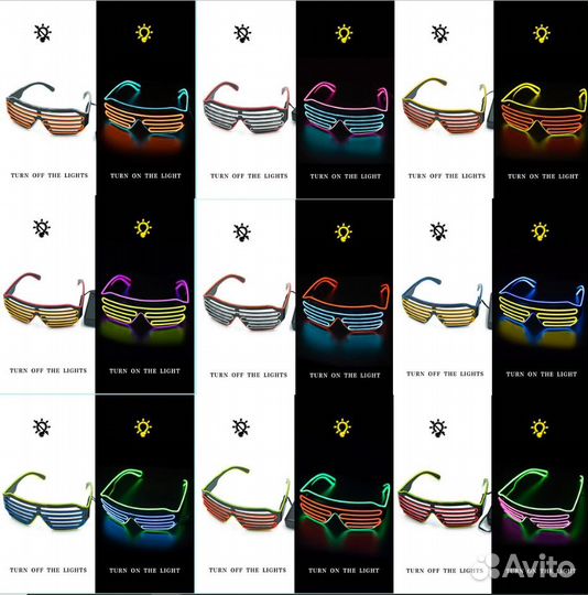 Светодиодные очки неоновые LED в решетку