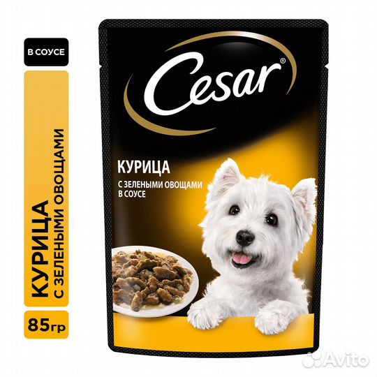 Cesar влажный корм для взрослых собак, с курицей и