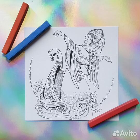 Открытки-раскраски «Сказки» 6 сюжетов