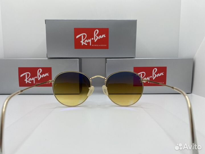 Очки Ray ban round metal круглые 3447 синие стекло