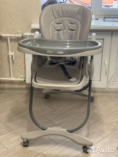 Кожаный Детский стульчик для кормления Luxmom