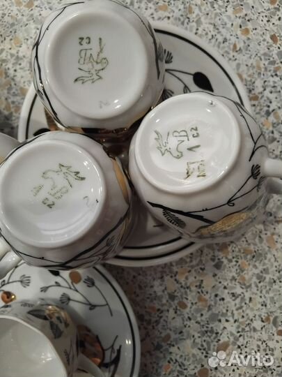 Кофейный сервиз Золотая роза СССР