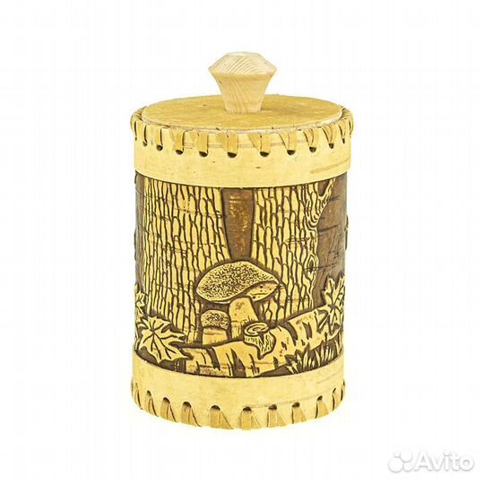 Туес шитый D85 Осень (380мл., береста)