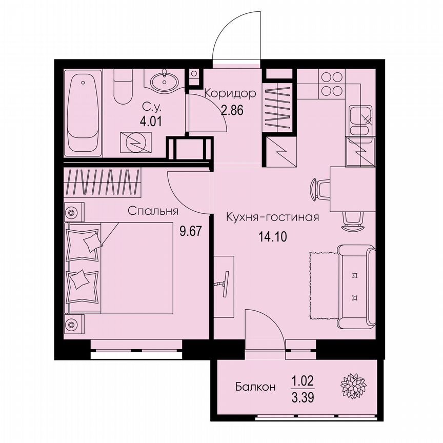 1-к. квартира, 31,7 м², 4/9 эт.