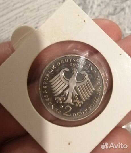 2 марки фрг 1980 Конрад Аденауэр proof