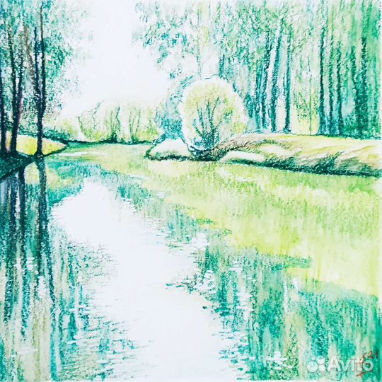 Картина разные природа пейзаж акварель акрил