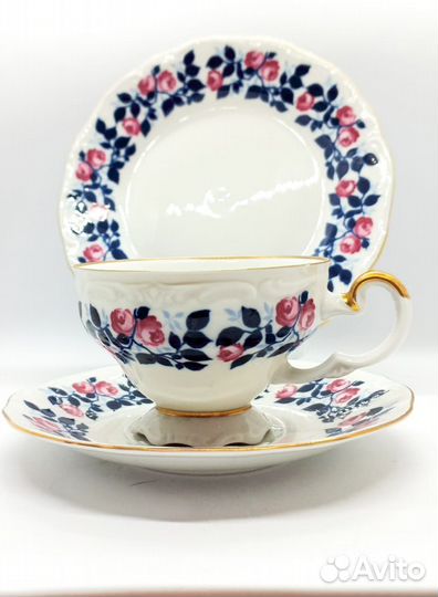 Кофейная тройка Weimar. Роспись кобальт