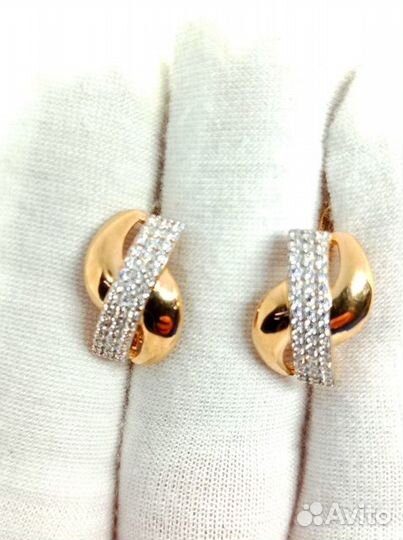 Золотые серьги с камнем