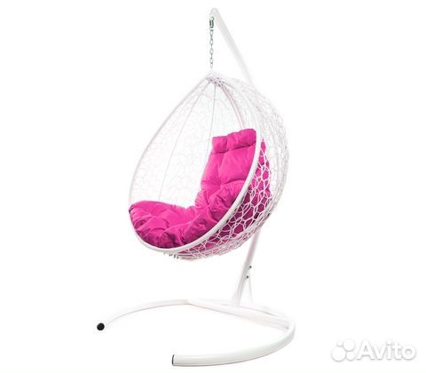 Подвесное кресло Кокон Капля складной ротанг (белы