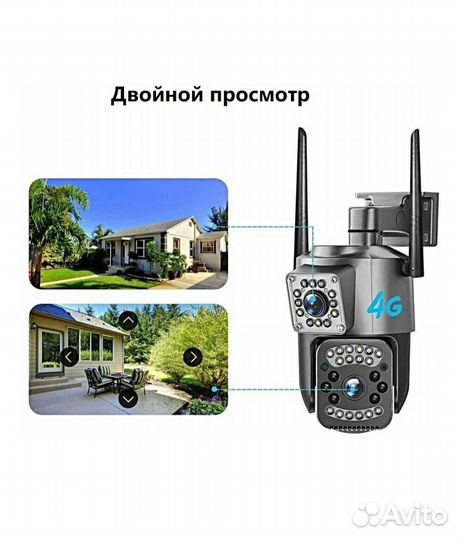 Камера видеонаблюдения 4G с двойным объективом