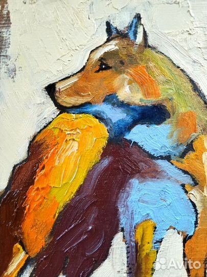 Картина маслом волки