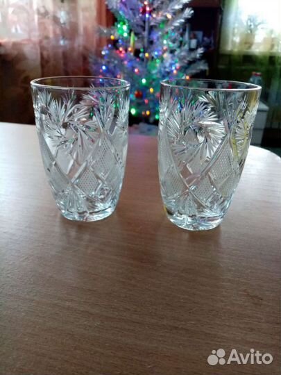 Хрустальные рюмки и фужеры по 2 шт