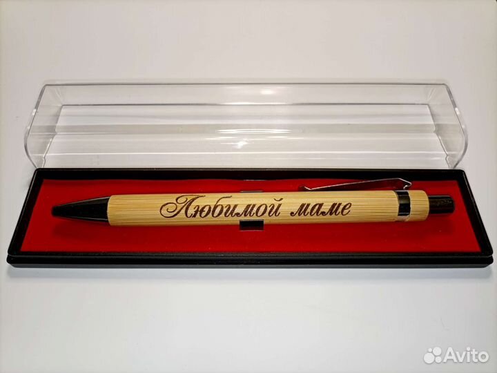 Бамбуковая ручка с гравировкой в футляре