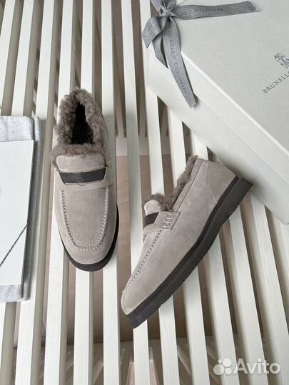 Лоферы с мехом brunello cucinelli