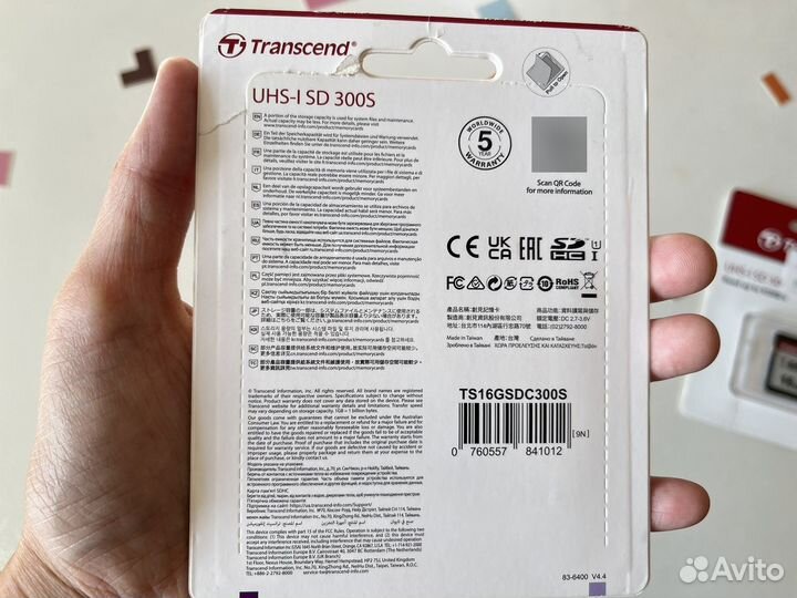 Карта памяти microsd 16 Гб Transcend