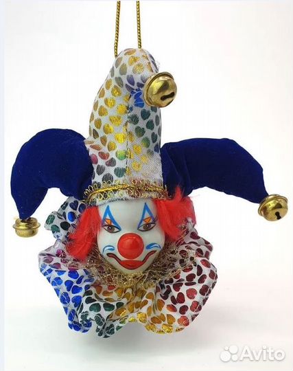 Клоун фигурка-магнит и елочная игрушка Фарфор