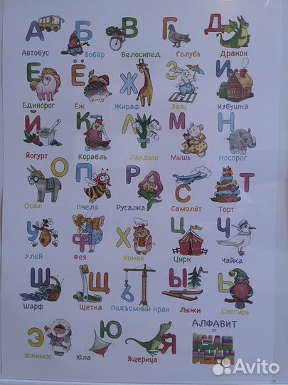 Постеры в детскую цифры алфавит в раме А2