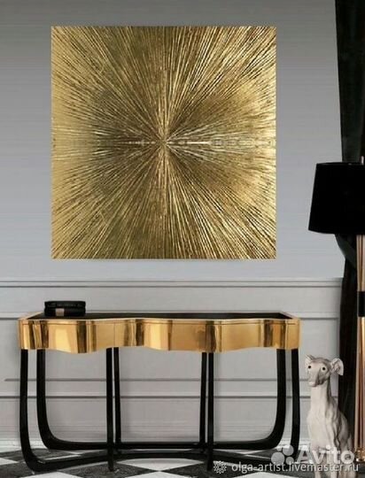 Золотая Абстракция. Обьемная картина на заказ