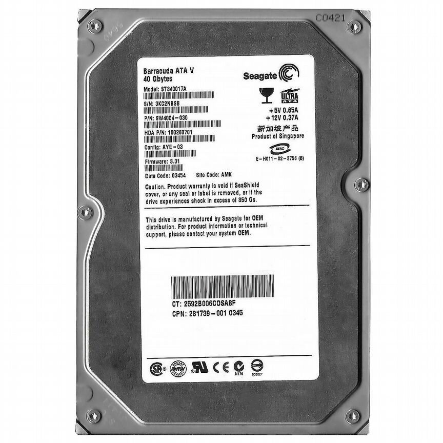 [ST340017A] Жесткий Диск Seagate 40gb Ide 3.5" St340017a