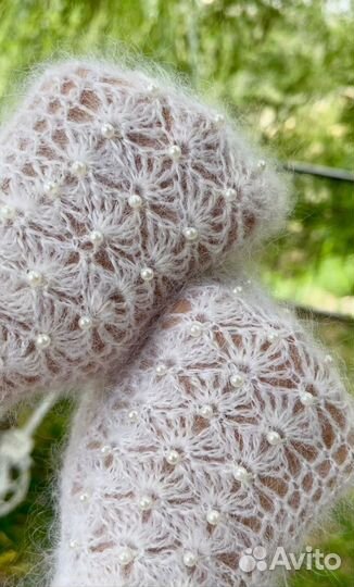 Перчатки ажурные пуховые женские Ручная работа