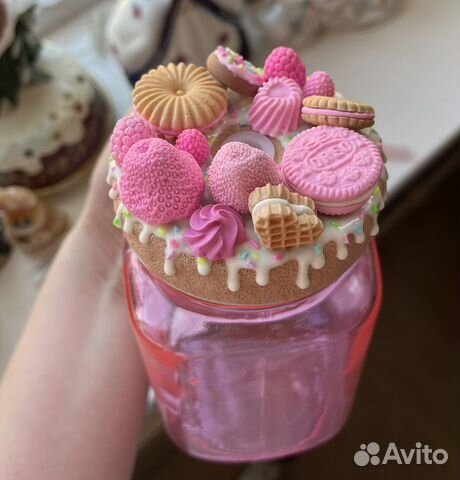 Кружка / банка с декором из полимерной глины