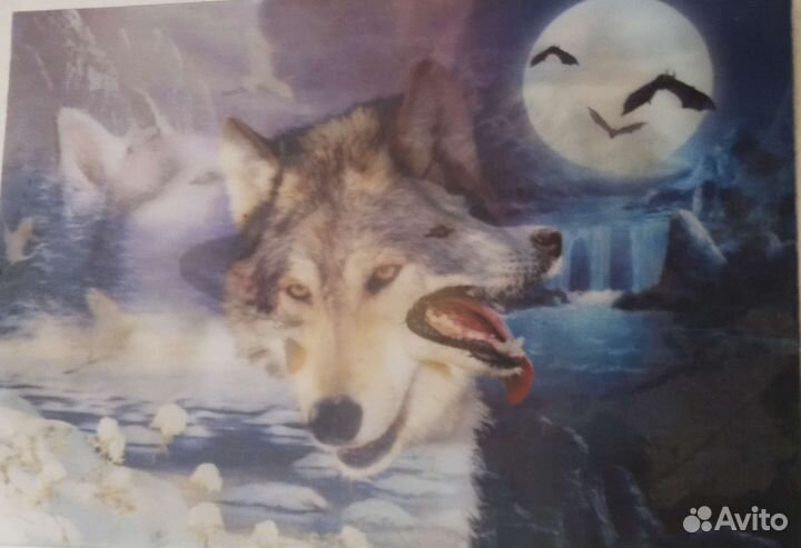 Картина голографическая Волки
