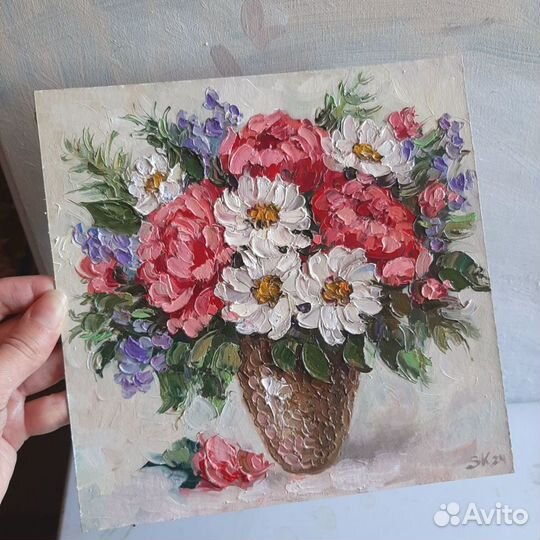 Букет с ромашками Картина маслом с цветами