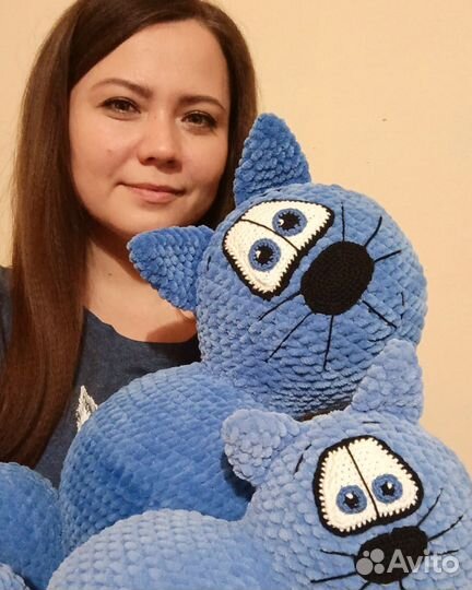 Вязаный котик кот игрушка игрушка-подушка
