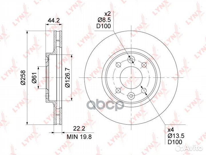 Диск тормозной перед BN1419 lynxauto