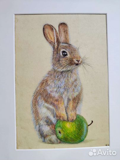 Картина кролик в раме