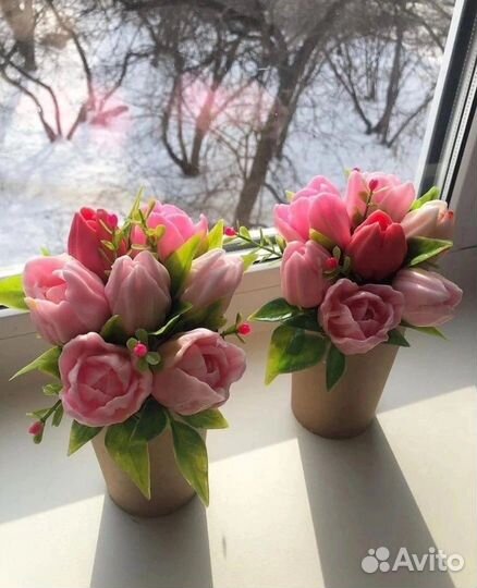 Букет тюльпанов из мыла ручная работа