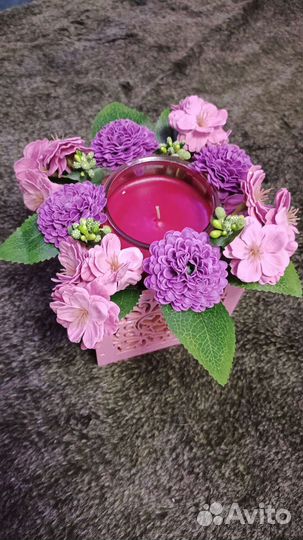 Букет из мыла с ароматной свечой
