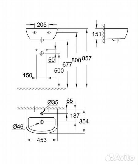 Мини - раковина Grohe Bau Ceramic 45 см