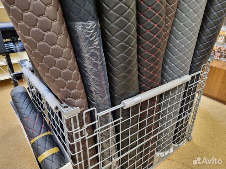 Стеганая экокожа ромб соты