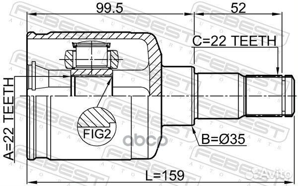 ШРУС внутренний правый 22x35x22 chevrolet cobalt