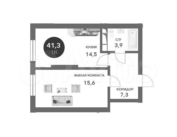 1-к. квартира, 41,3 м², 2/16 эт.