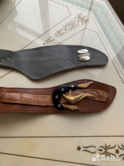 Пояс кожаный 2 шт./металлический со стразами